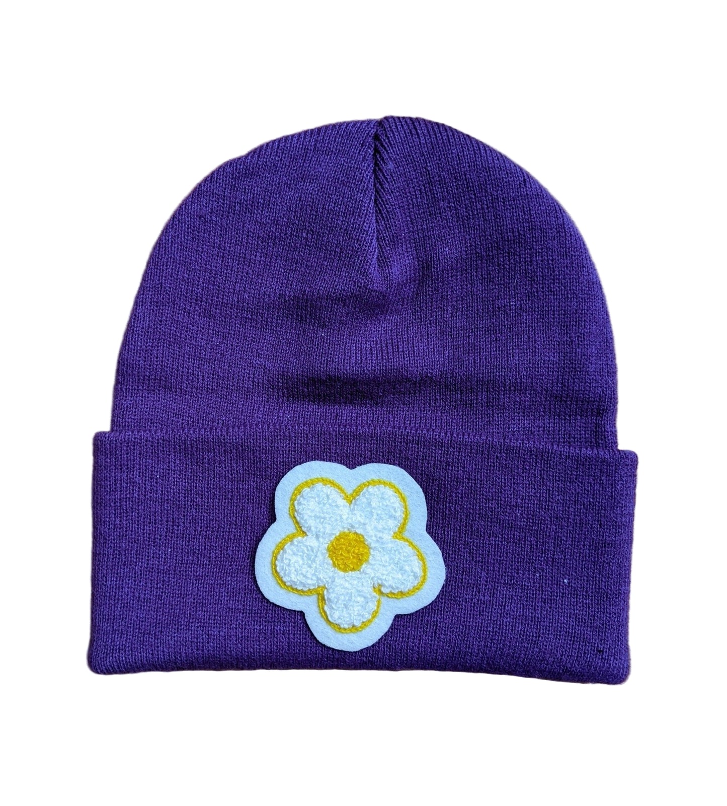 Beanie with Fun Daisy Patch - Stocking Cap - Pinsetter Alley