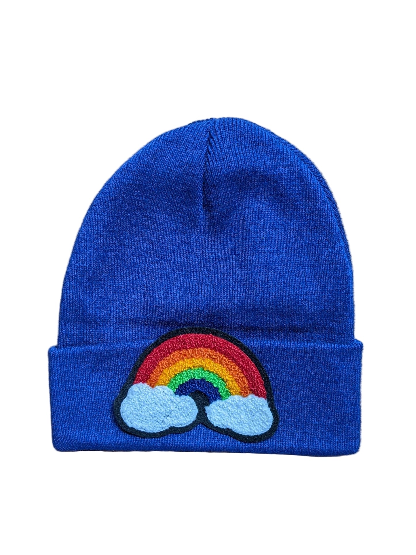 Beanie with Rainbow Chenille Patch - Stocking Cap - Pinsetter Alley
