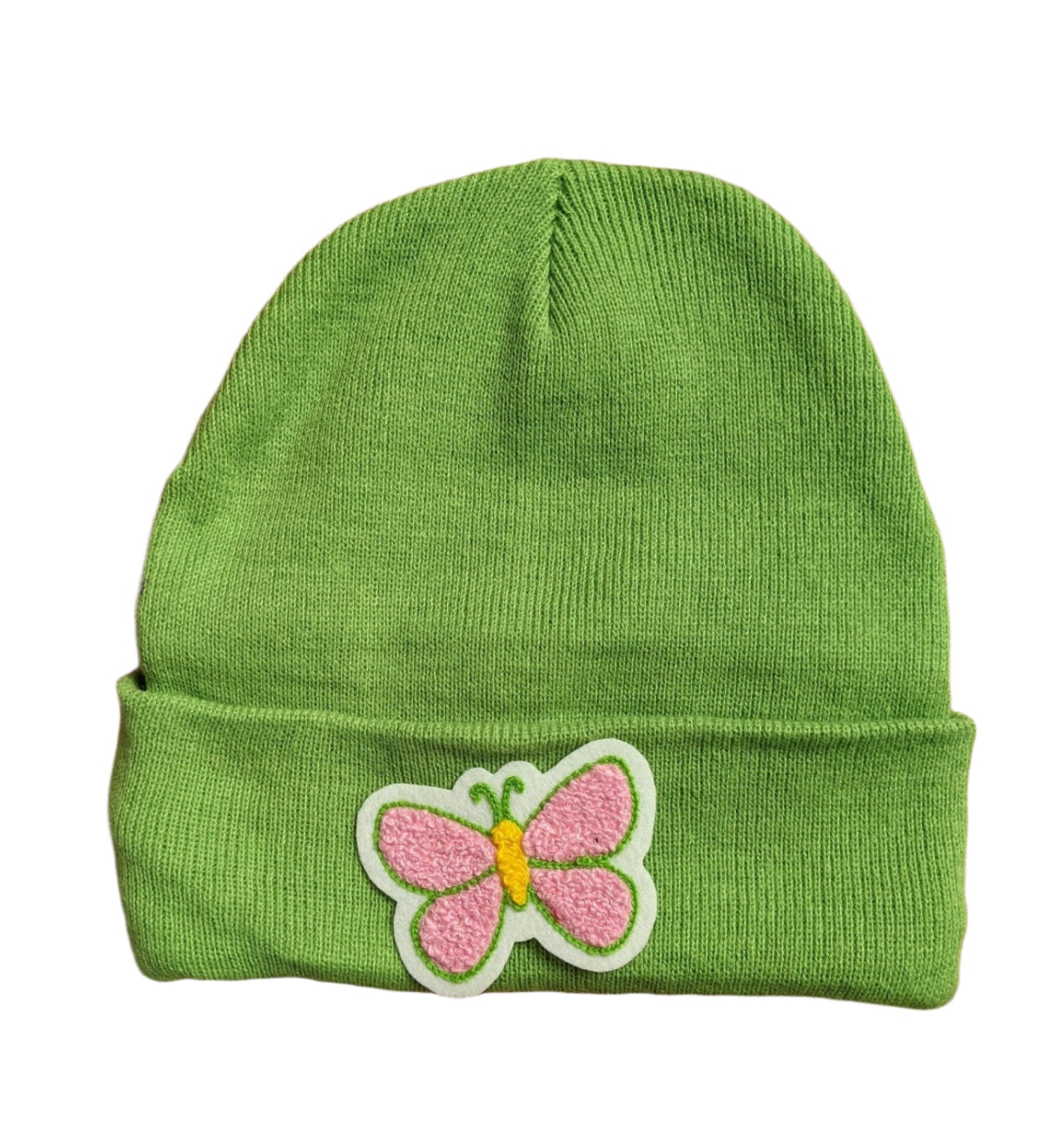 Beanie with Beautiful Butterfly Chenille Patch - Stocking Cap - Pinsetter Alley