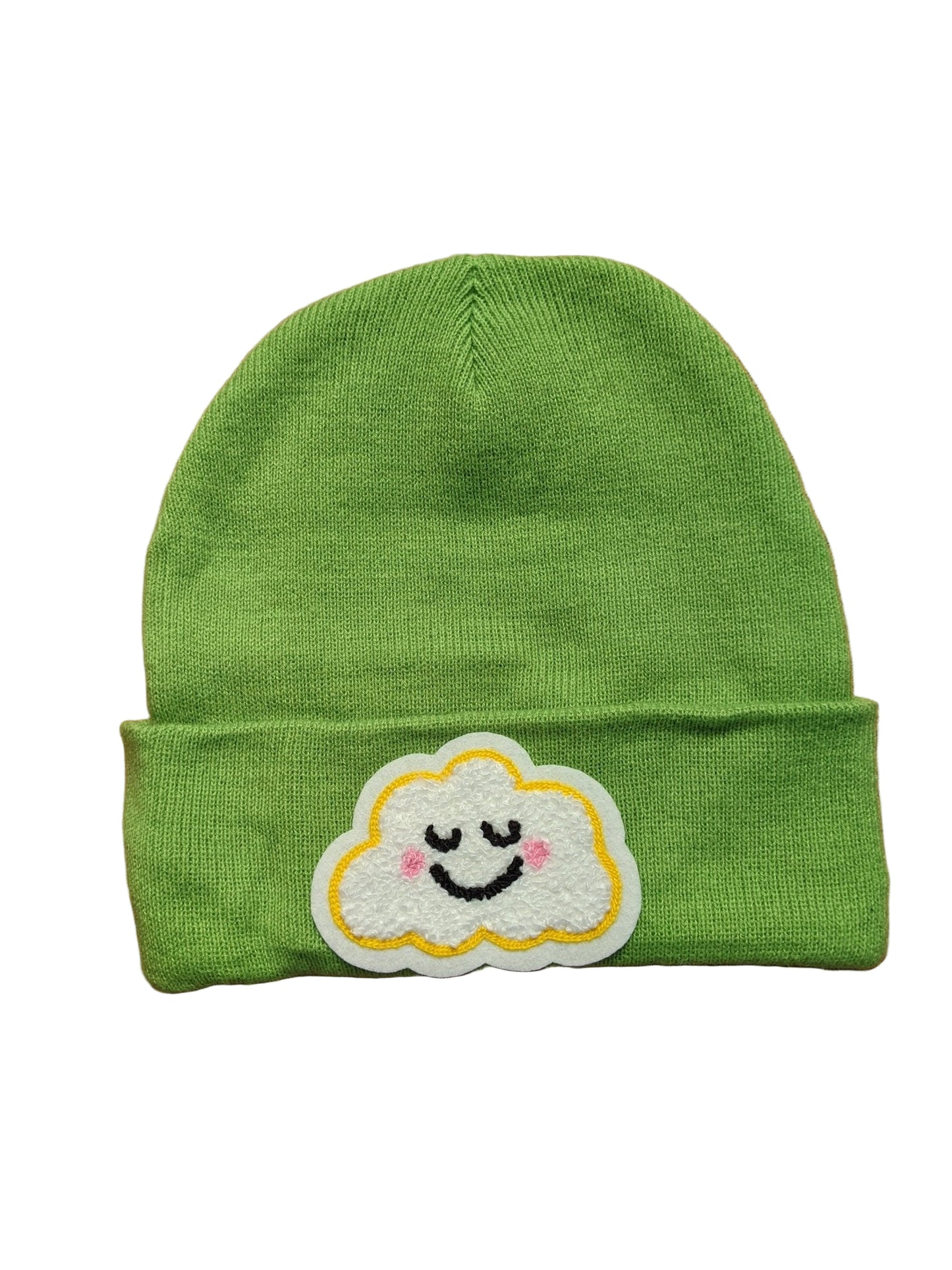 Beanie With Fuzzy Chenille Cloud Patch - Stocking Cap - Pinsetter Alley