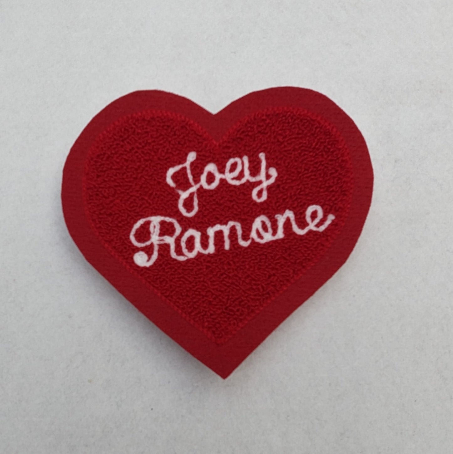 Joey Ramone, Lead Singer Of The Ramones, Chenille Heart Patch On Red Or White Felt