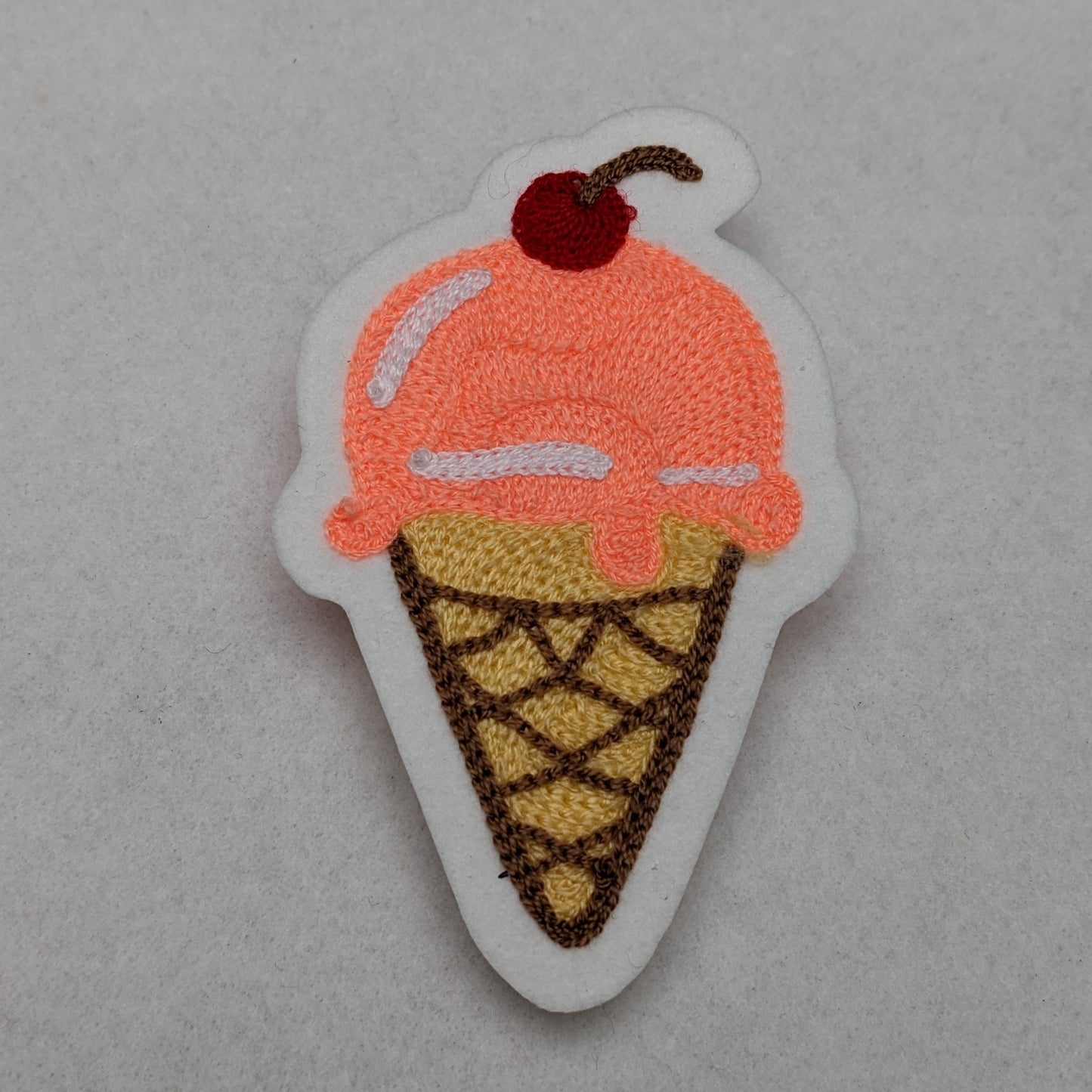 Ice Cream Cone Chainstitch Patch - 2.5 x 4 inches