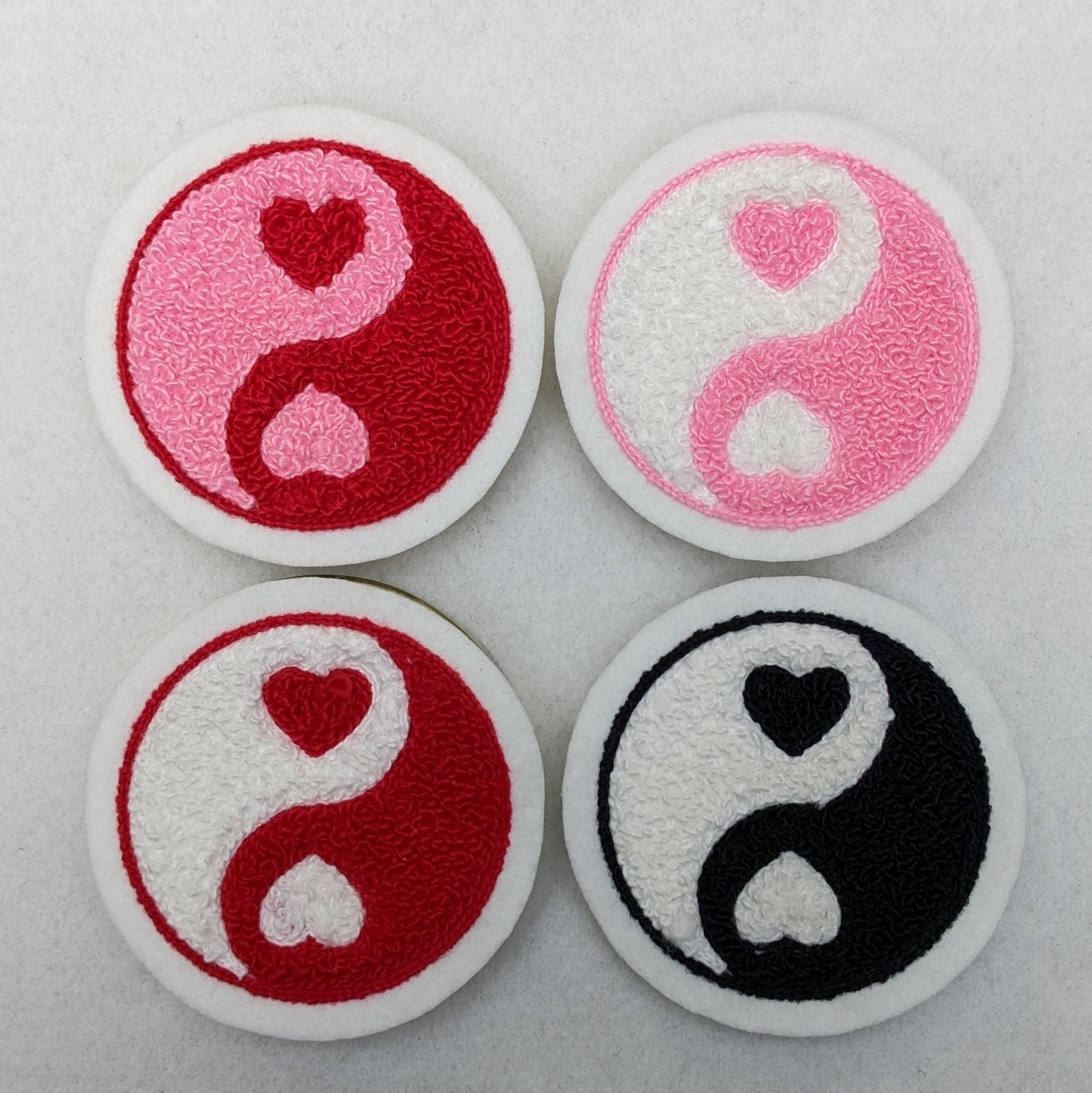 Chenille Yin Yang Heart Patch - Sew On