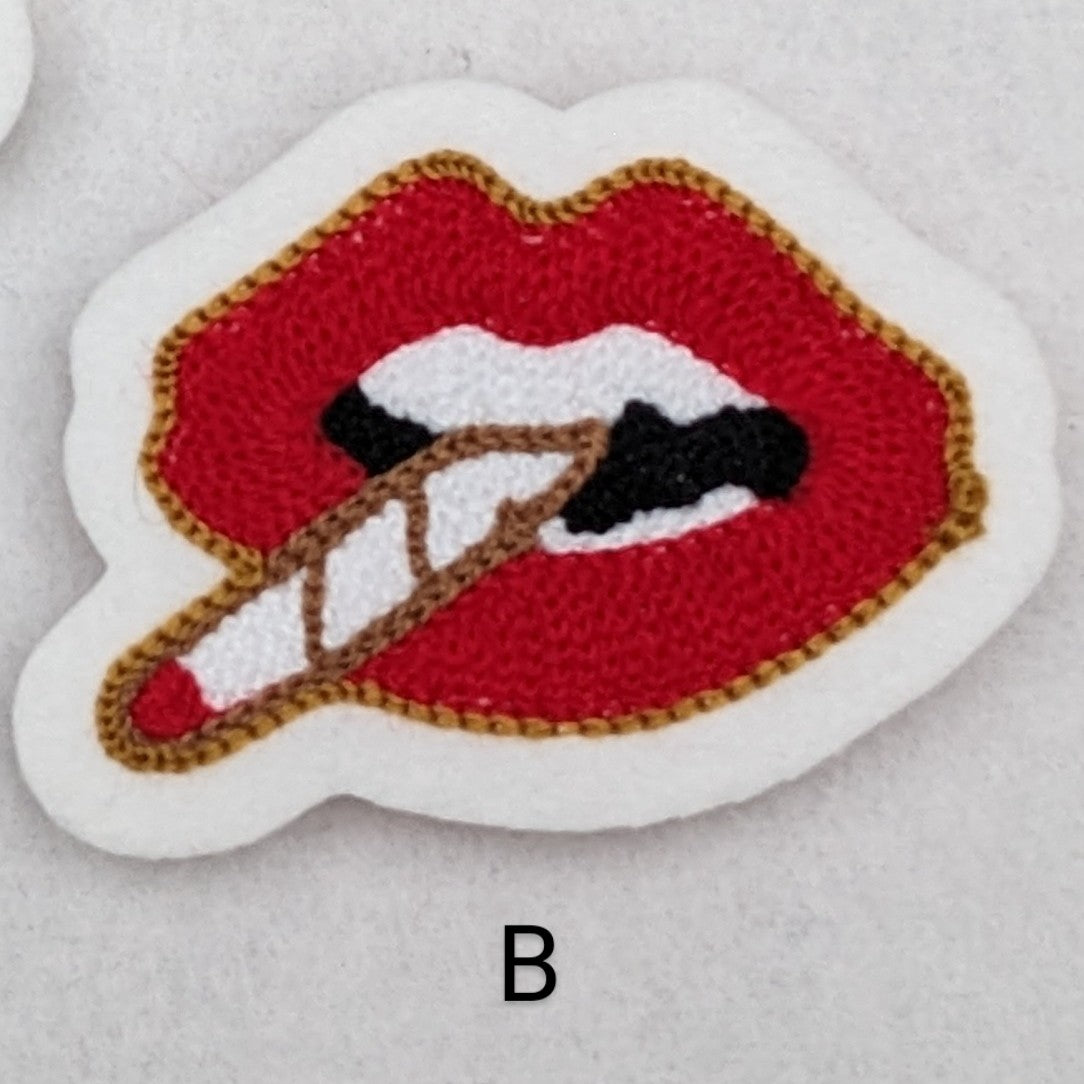 Smoking Red Lips Chainstitch Patch