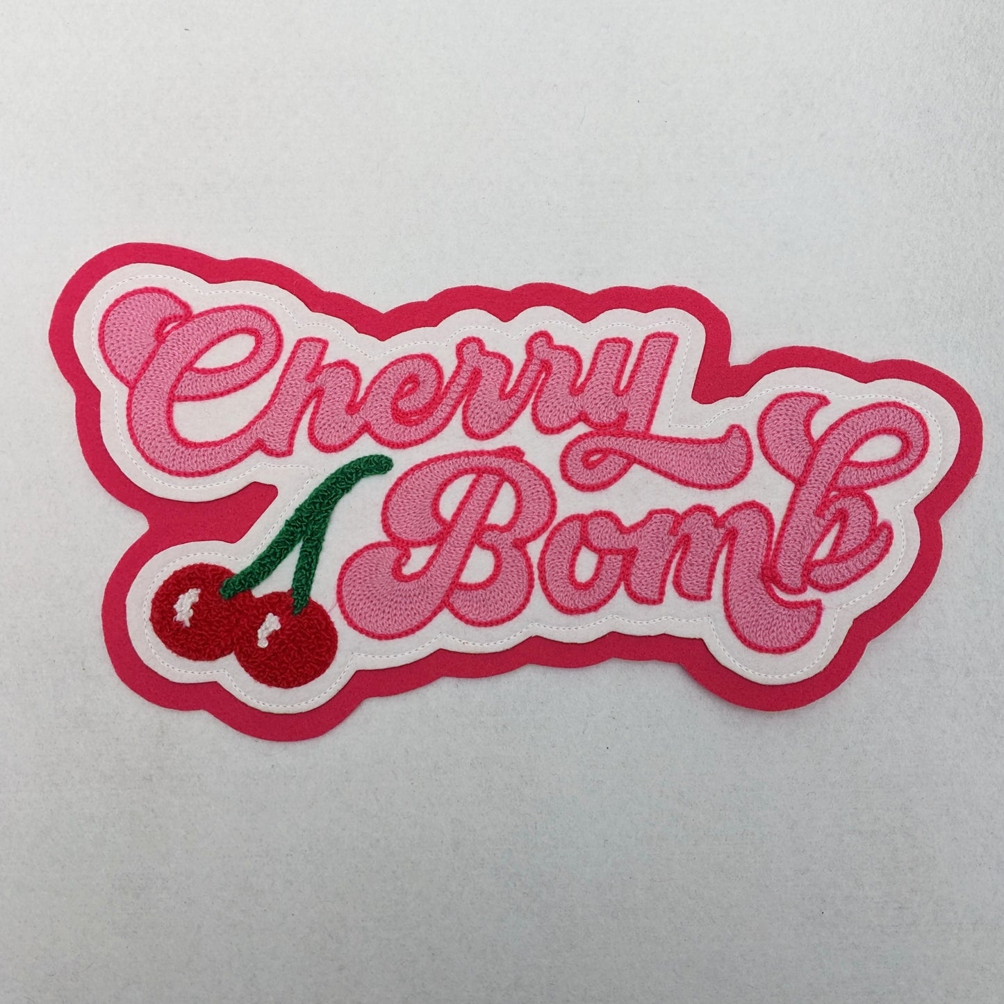 Cherry Bomb - Vintage Style Chainstitch and Chenille Patch - Large
