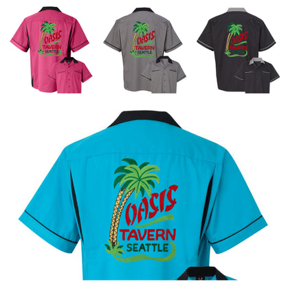 Oasis Tavern Seattle - Chainstitch Embroidered Bowling Shirt - NEW - Vintage Style