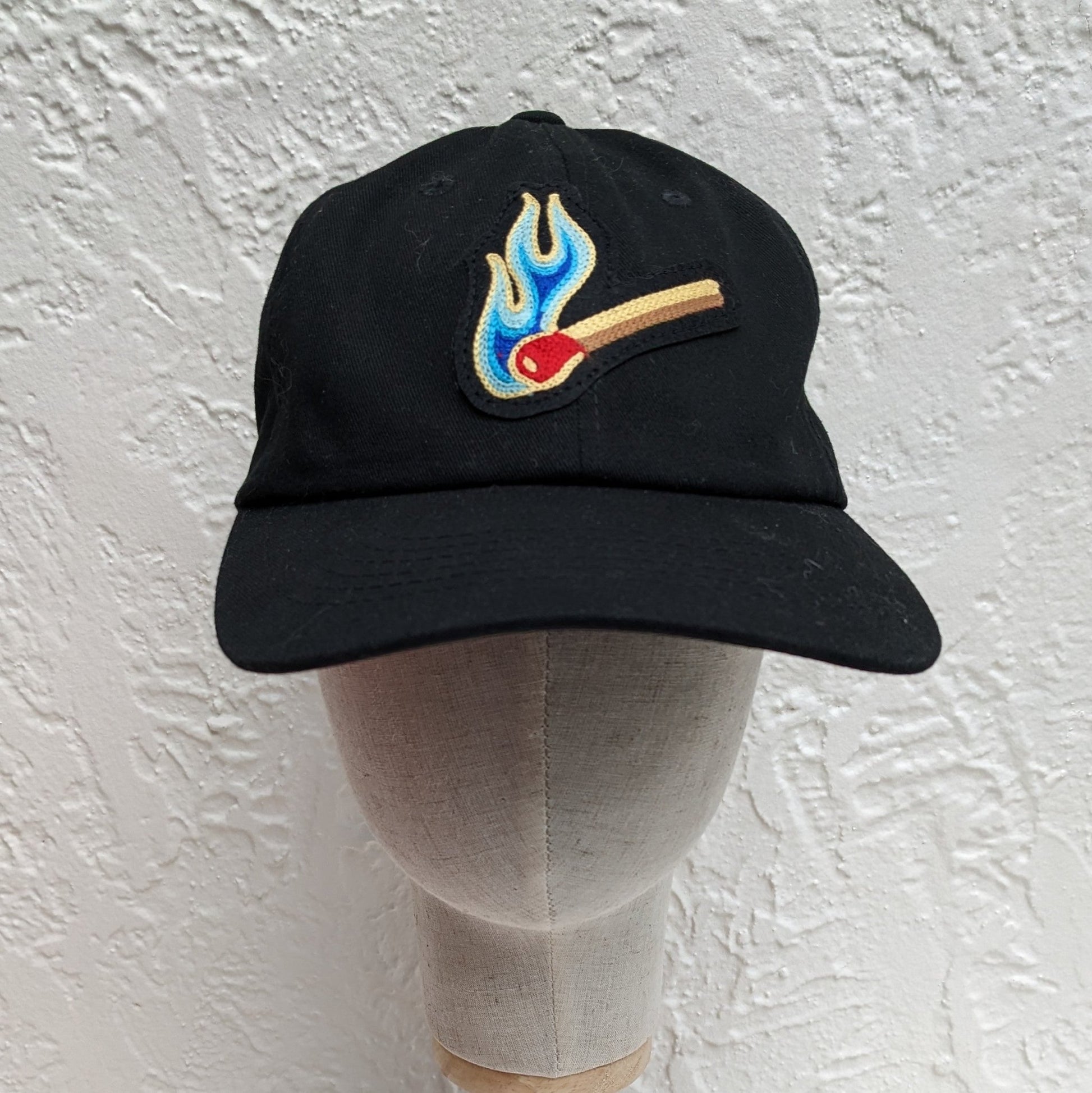 Chainstitch Match with Flame Patch on 6 Panel Low Profile Baseball Hat - Pinsetter Alley