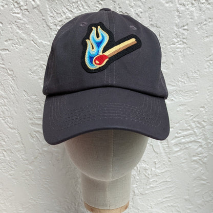 Chainstitch Match with Flame Patch on 6 Panel Low Profile Baseball Hat - Pinsetter Alley