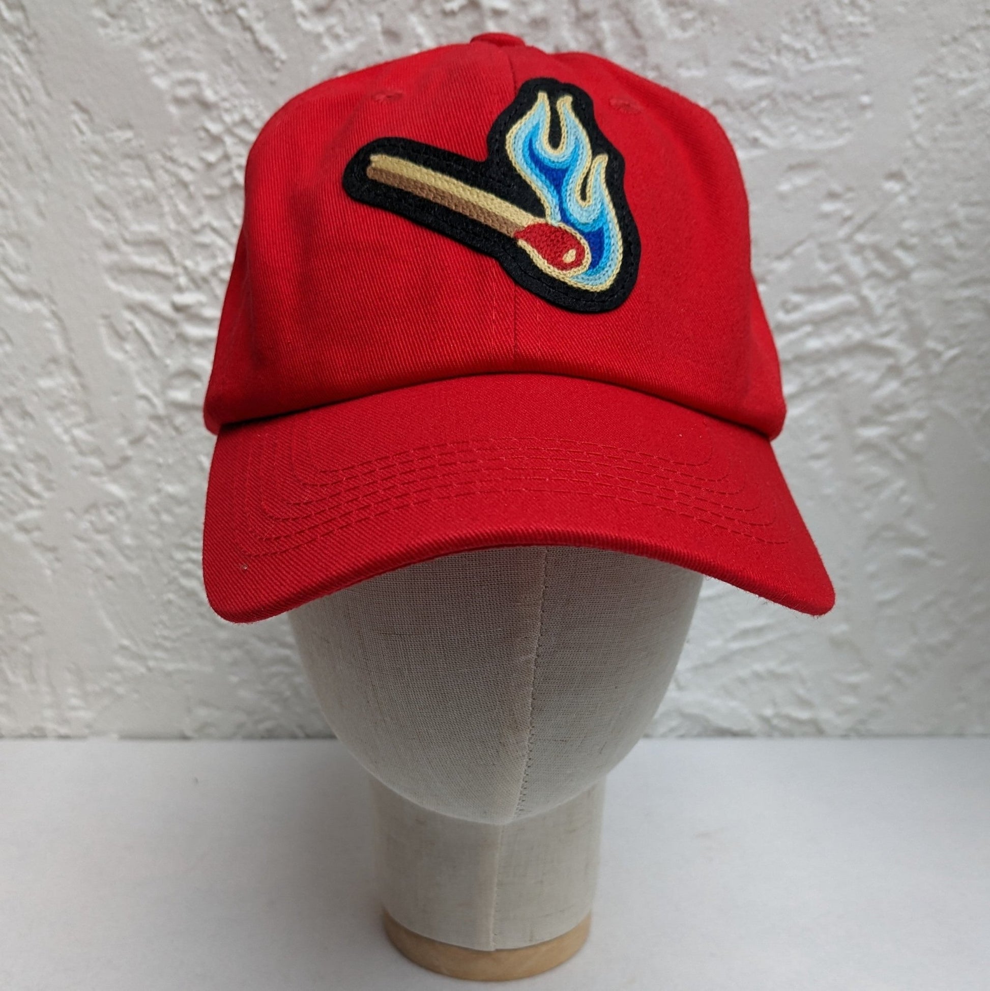 Chainstitch Match with Flame Patch on 6 Panel Low Profile Baseball Hat - Pinsetter Alley
