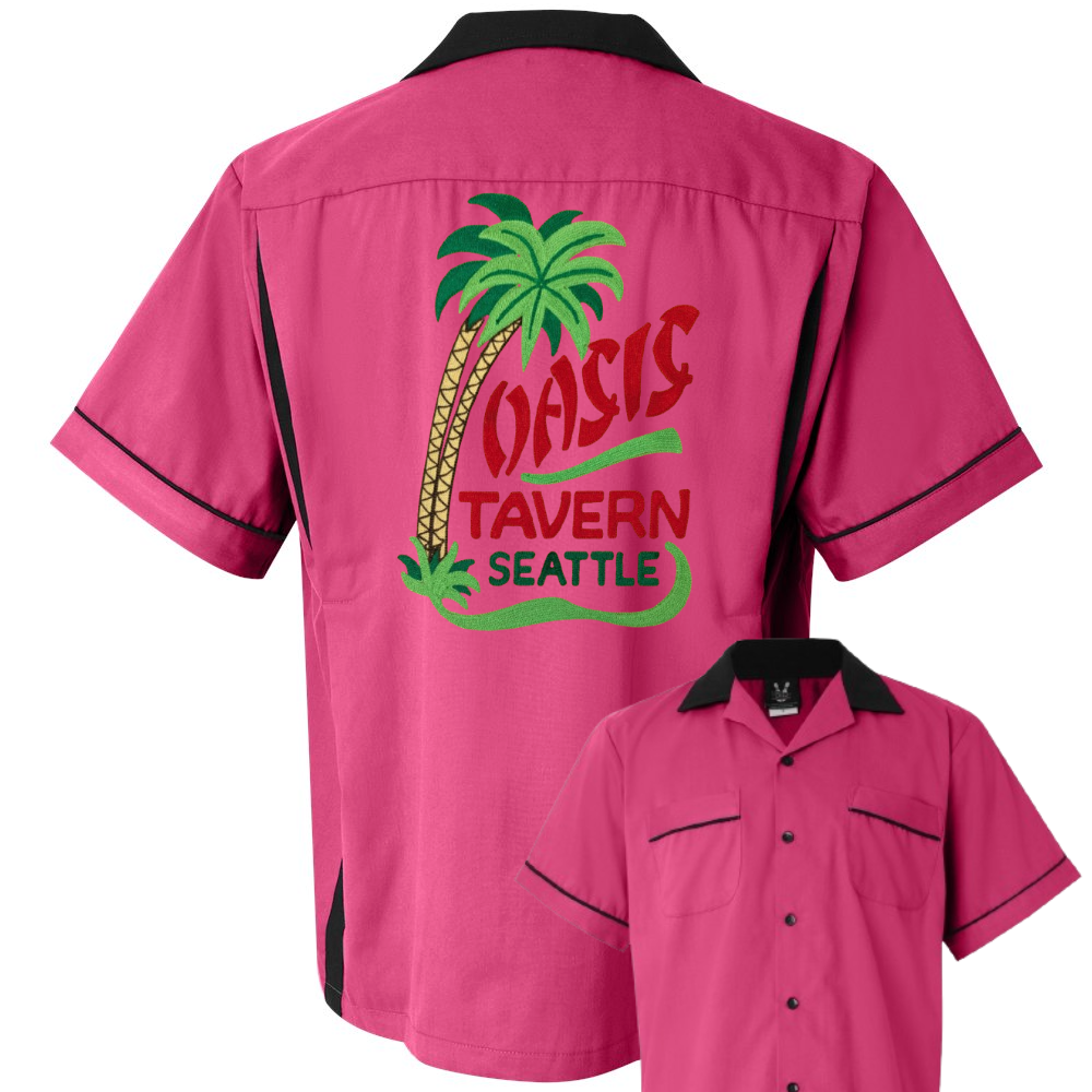 Oasis Tavern Seattle - Chainstitch Embroidered Bowling Shirt - NEW - Vintage Style