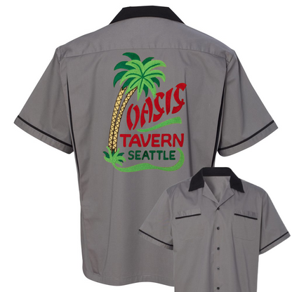 Oasis Tavern Seattle - Chainstitch Embroidered Bowling Shirt - NEW - Vintage Style