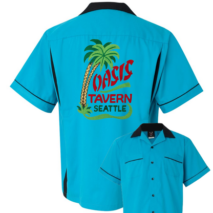 Oasis Tavern Seattle - Chainstitch Embroidered Bowling Shirt - NEW - Vintage Style