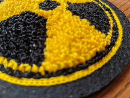 Fuzzy Chenille Radiation Trefoil Symbol Patch - Sew On- Choose Yellow or Green!