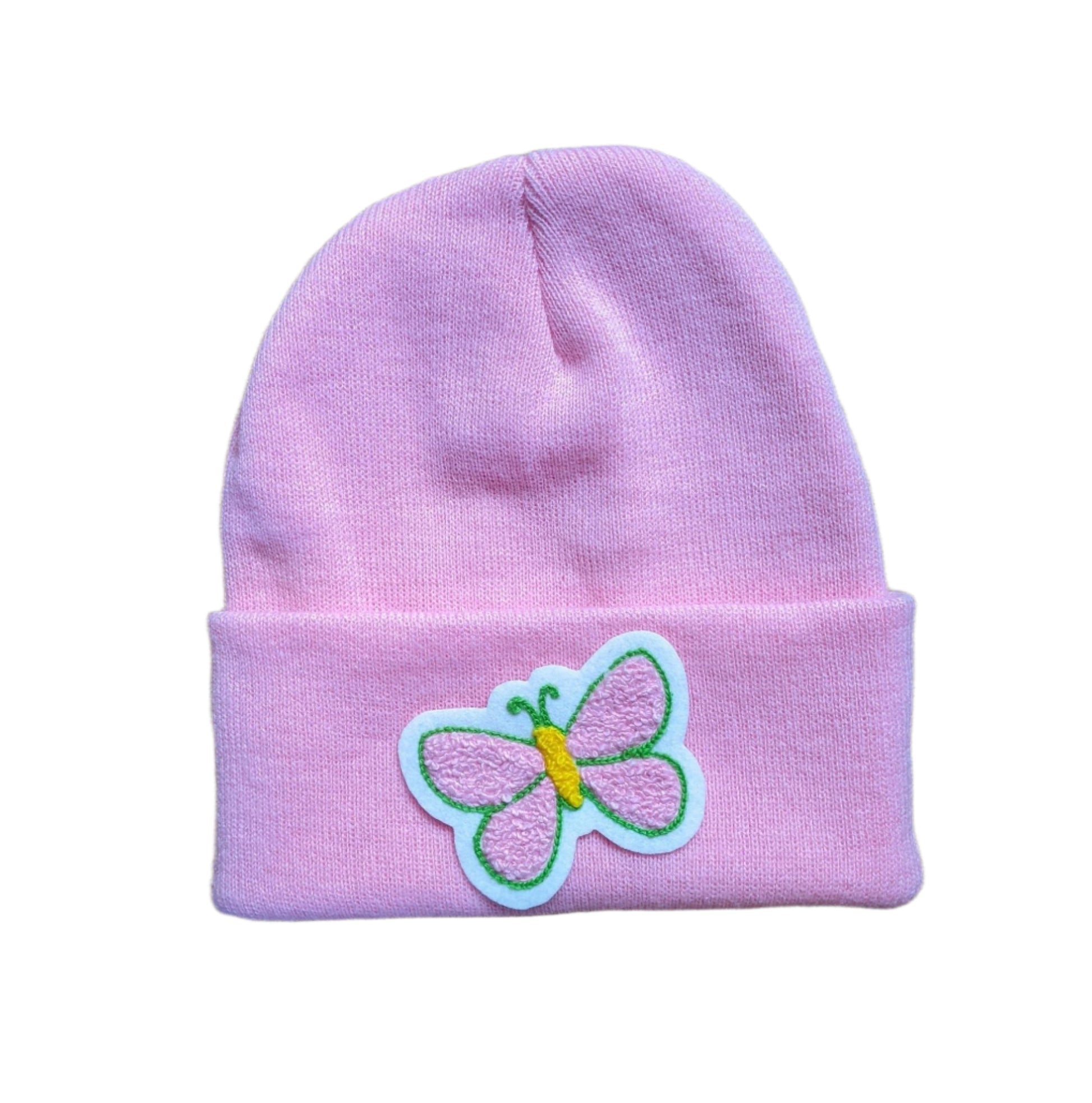 Beanie with Beautiful Butterfly Chenille Patch - Stocking Cap - Pinsetter Alley