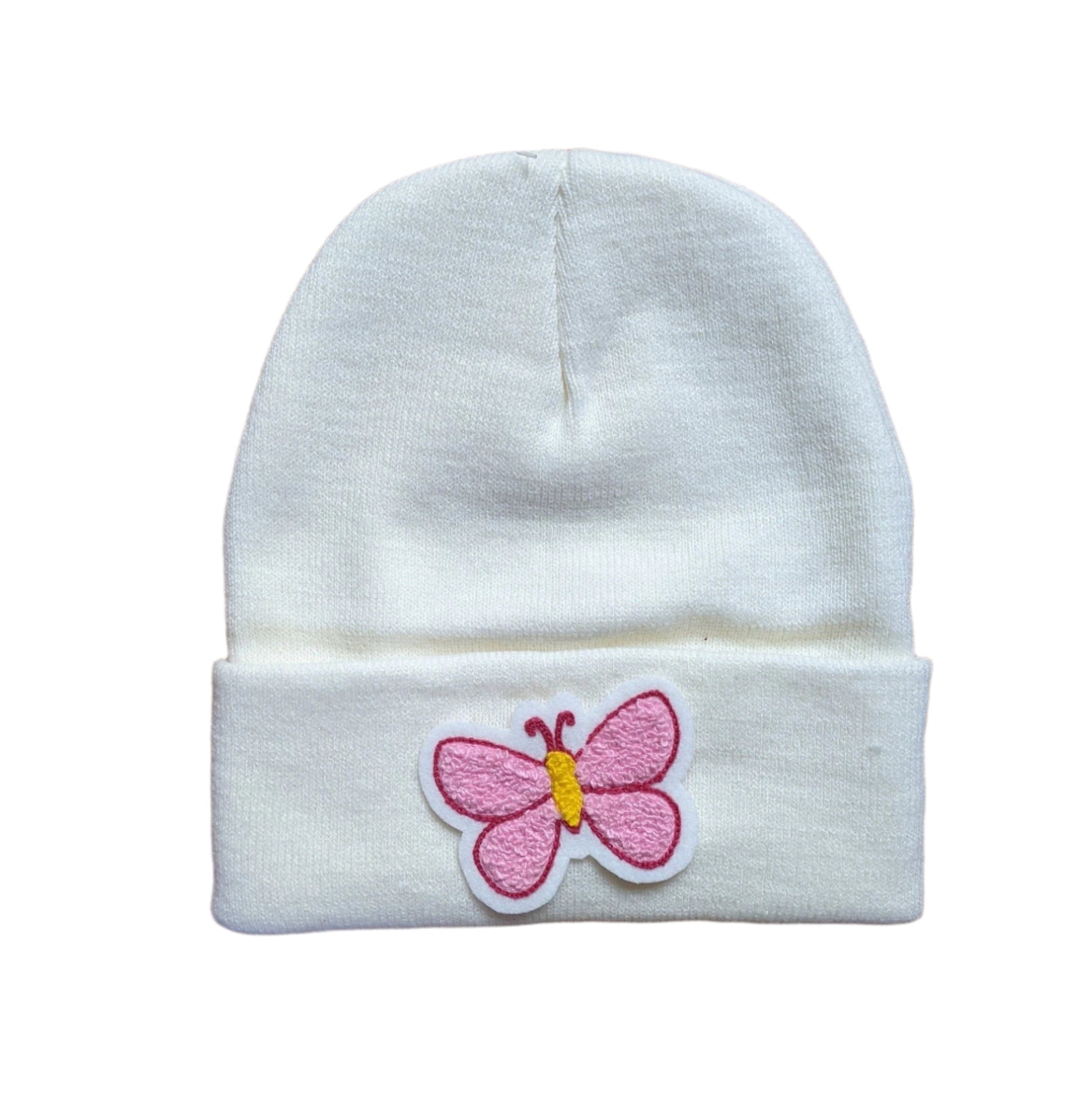 Beanie with Beautiful Butterfly Chenille Patch - Stocking Cap - Pinsetter Alley
