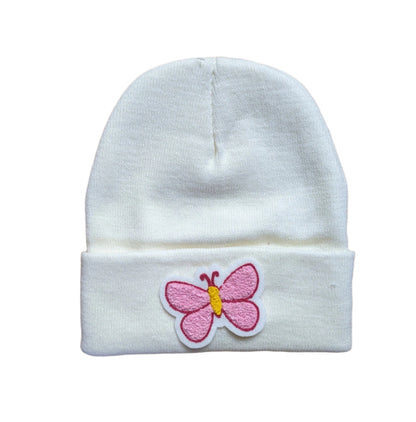 Beanie with Beautiful Butterfly Chenille Patch - Stocking Cap - Pinsetter Alley