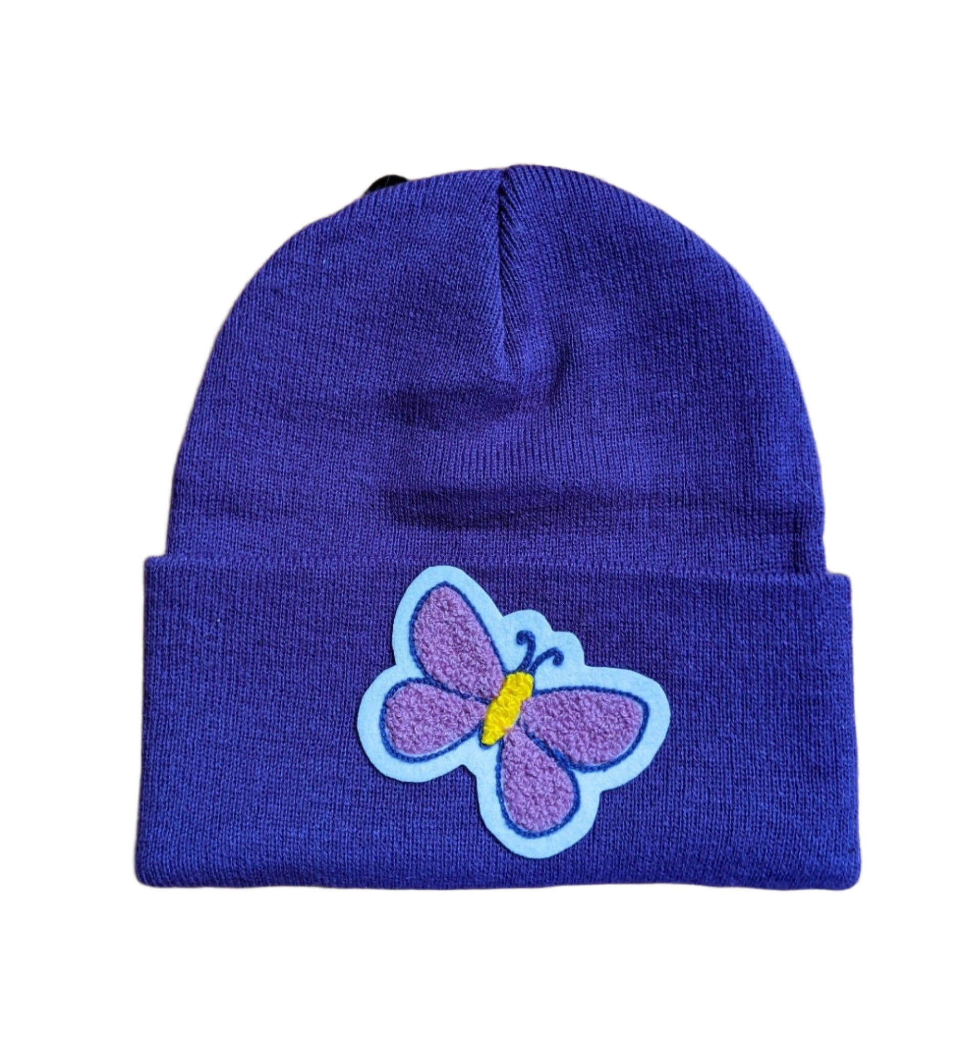 Beanie with Beautiful Butterfly Chenille Patch - Stocking Cap - Pinsetter Alley