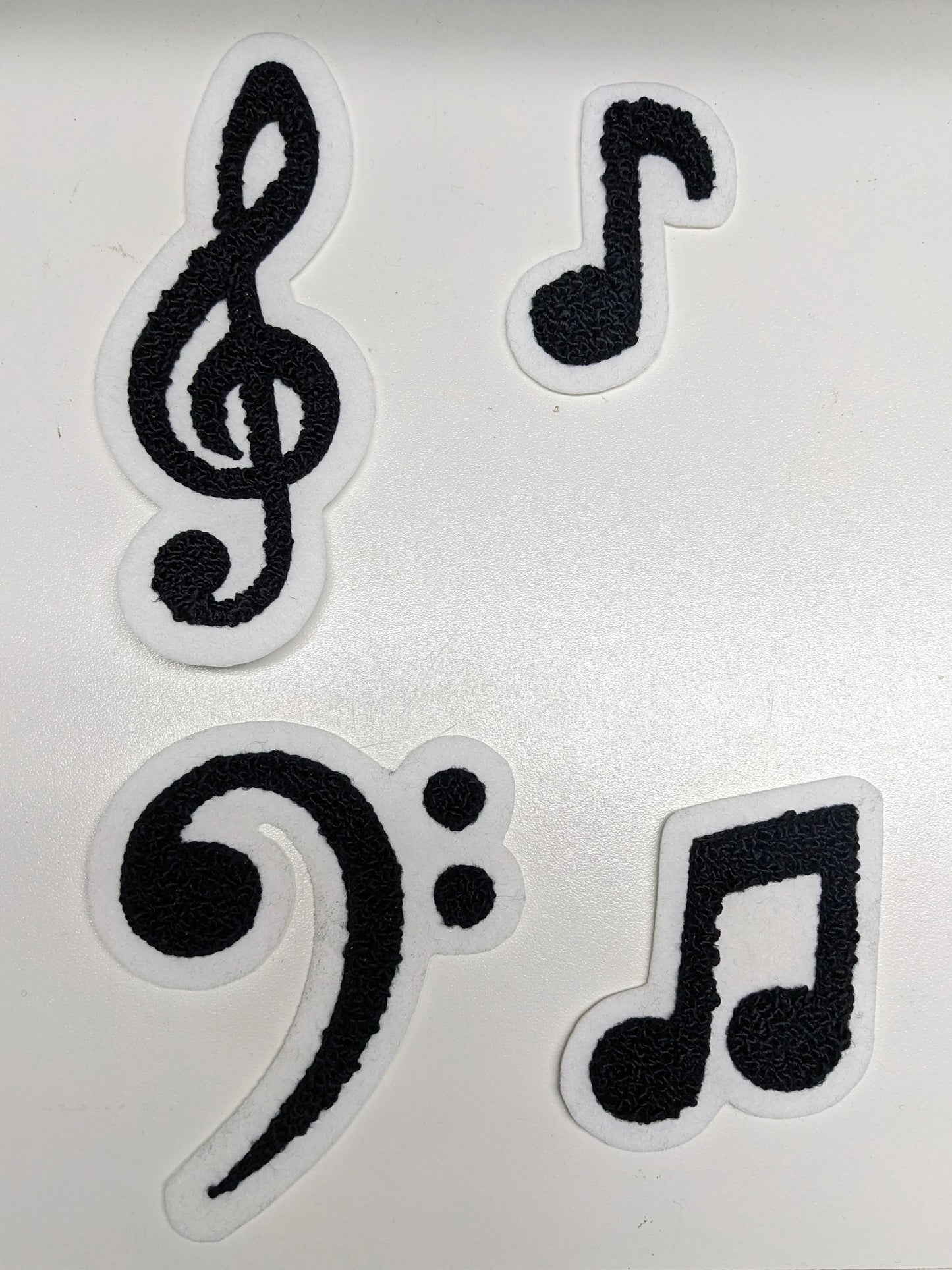 Musical Chenille Patches - Treble Clef, Eighth Note or Double Eighth Note