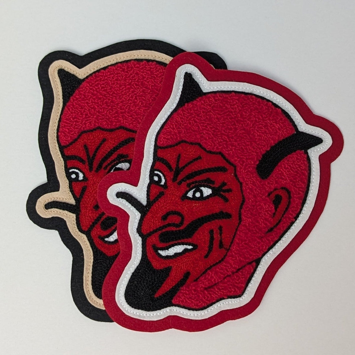 Chainstitch And Chenille Devil Patch- Sew On- Vintage Flash Style- Double Layer