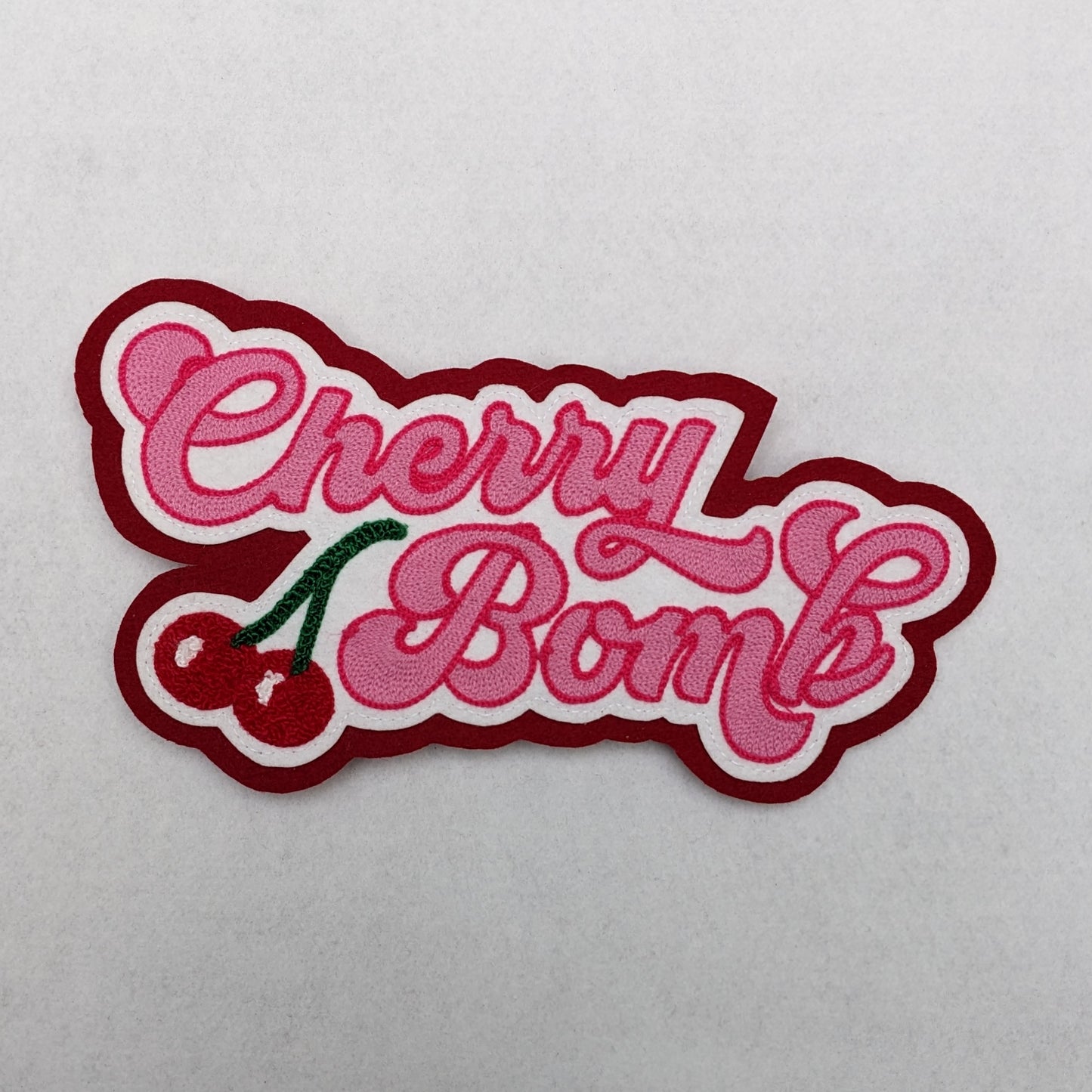 Cherry Bomb - Vintage Style Chainstitch and Chenille Patch - Large