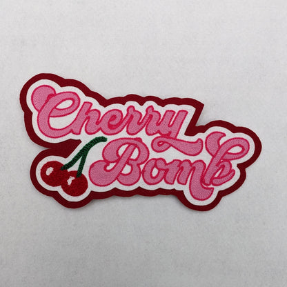 Cherry Bomb - Vintage Style Chainstitch and Chenille Patch - Large