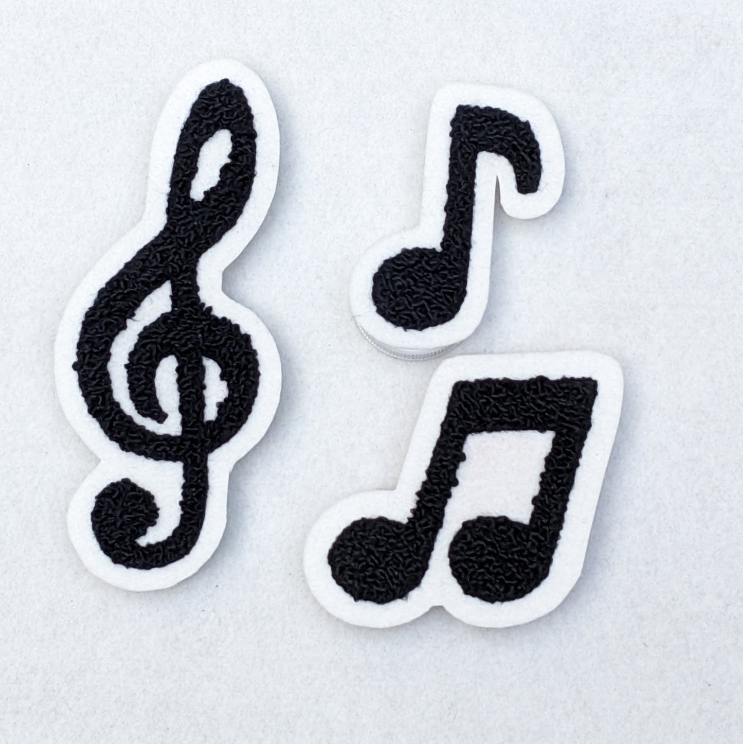 Musical Chenille Patches - Treble Clef, Eighth Note or Double Eighth Note