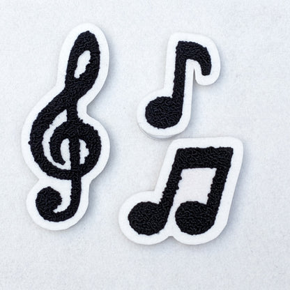 Musical Chenille Patches - Treble Clef, Eighth Note or Double Eighth Note
