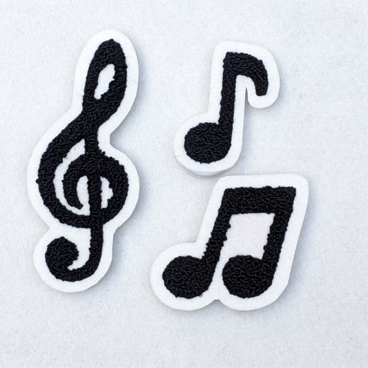 Musical Chenille Patches - Treble Clef, Eighth Note or Double Eighth Note