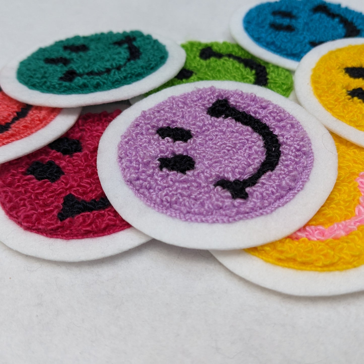 Cute Small Smiley Face Chenille Patch - Sew On - Available In Different Colors!