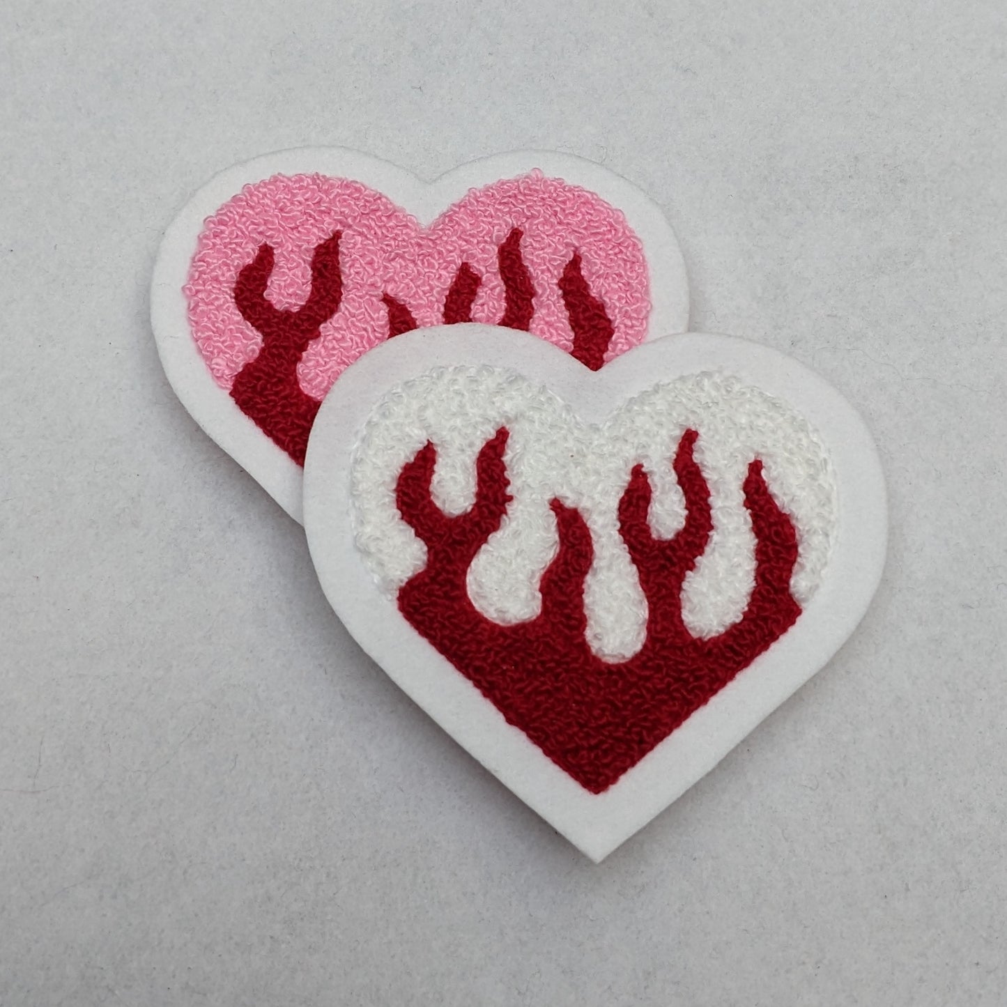 Chenille Flaming Heart Patch - Sew On