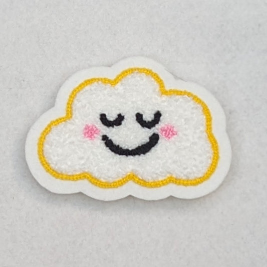 Small Fuzzy Chenille Kawaii Cloud Patch - Sew On