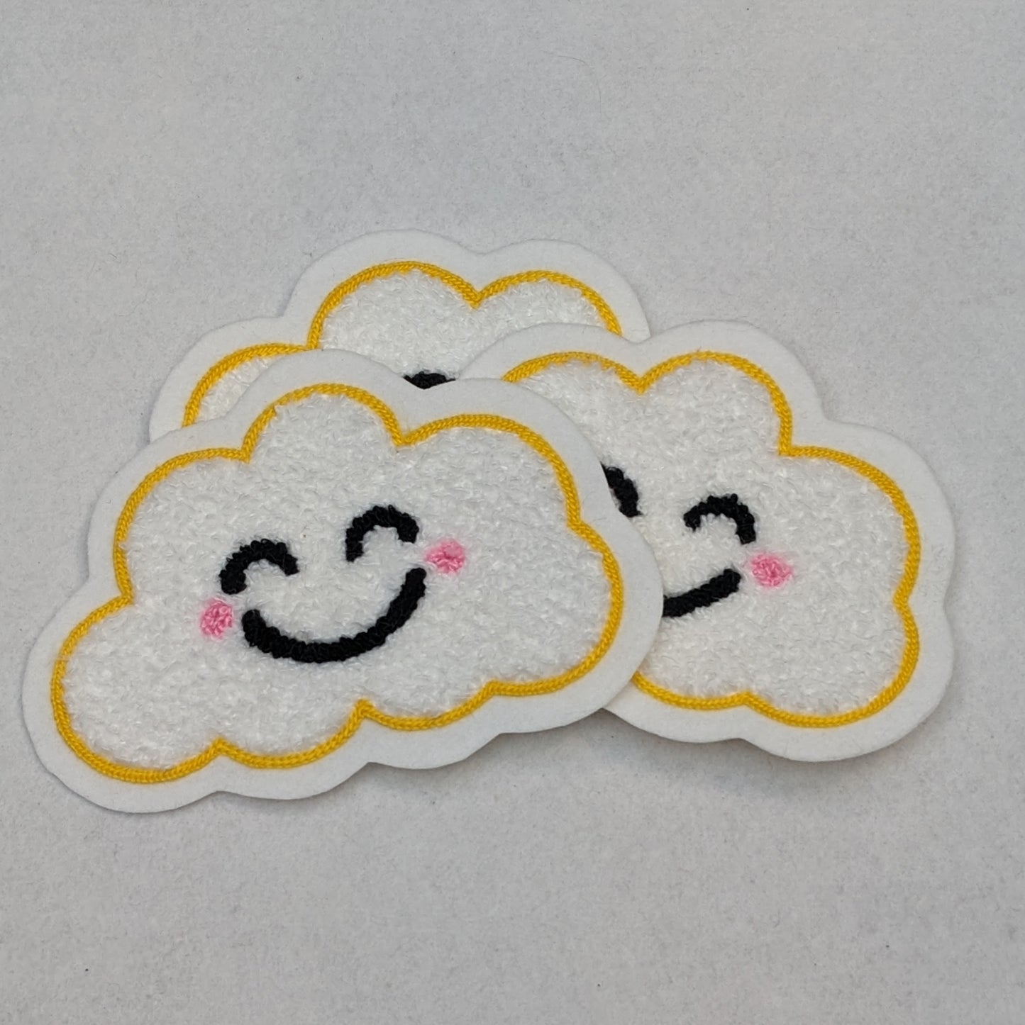 Fuzzy Chenille Kawaii Cloud Patch - Sew On