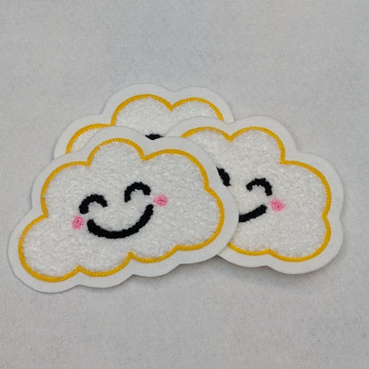 Fuzzy Chenille Kawaii Cloud Patch - Sew On