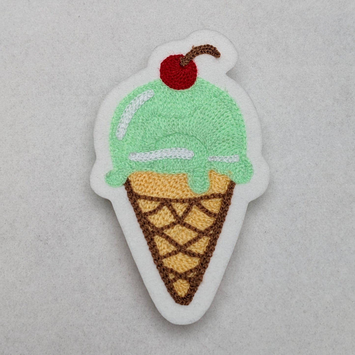 Ice Cream Cone Chainstitch Patch - 2.5 x 4 inches