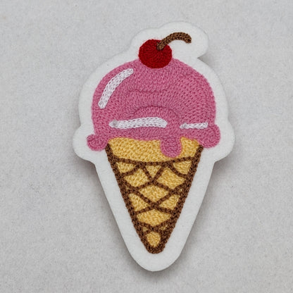 Ice Cream Cone Chainstitch Patch - 2.5 x 4 inches