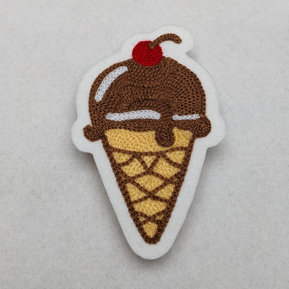 Ice Cream Cone Chainstitch Patch - 2.5 x 4 inches