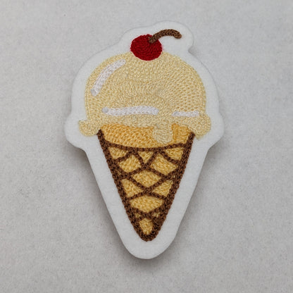 Ice Cream Cone Chainstitch Patch - 2.5 x 4 inches