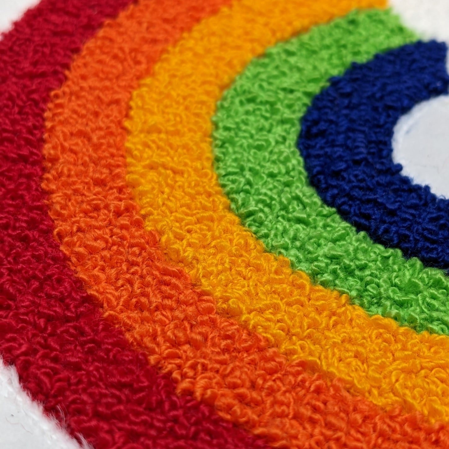 Large Rainbow Cloud Chenille Patch - Moss Stitch on Felt Backing