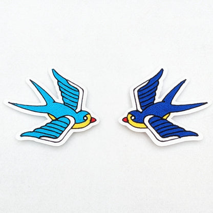 Vintage Style Chainstitch Swallow Patch - Sew On