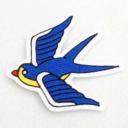 Vintage Style Chainstitch Swallow Patch - Sew On