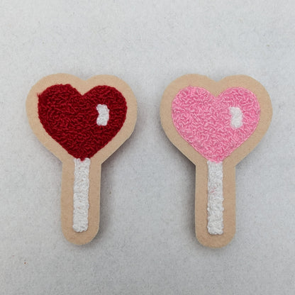 Heart Shaped Chenille Lollipop Patches!