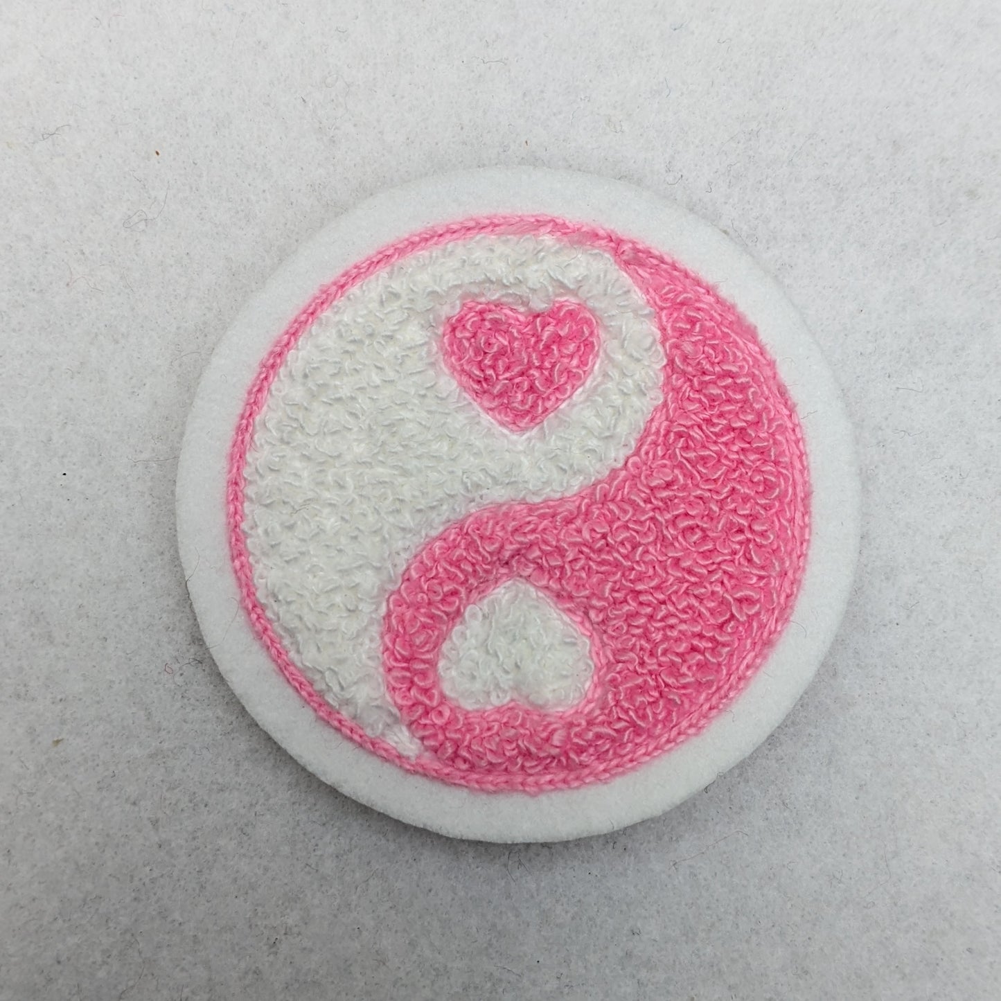 Chenille Yin Yang Heart Patch - Sew On