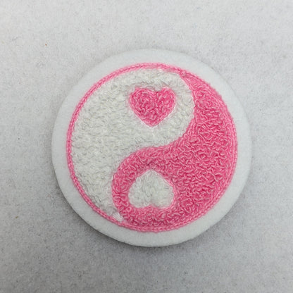 Chenille Yin Yang Heart Patch - Sew On
