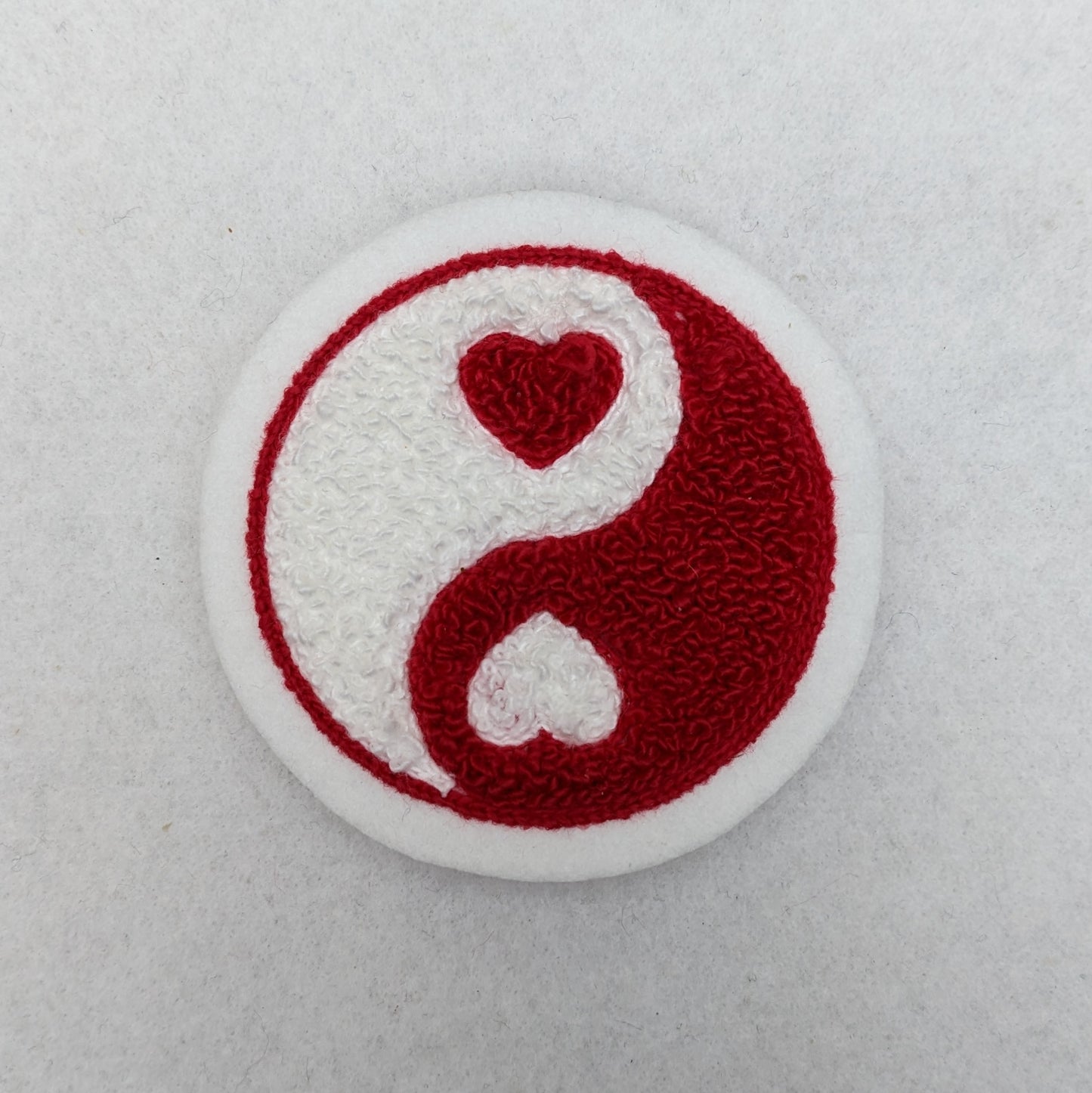 Chenille Yin Yang Heart Patch - Sew On