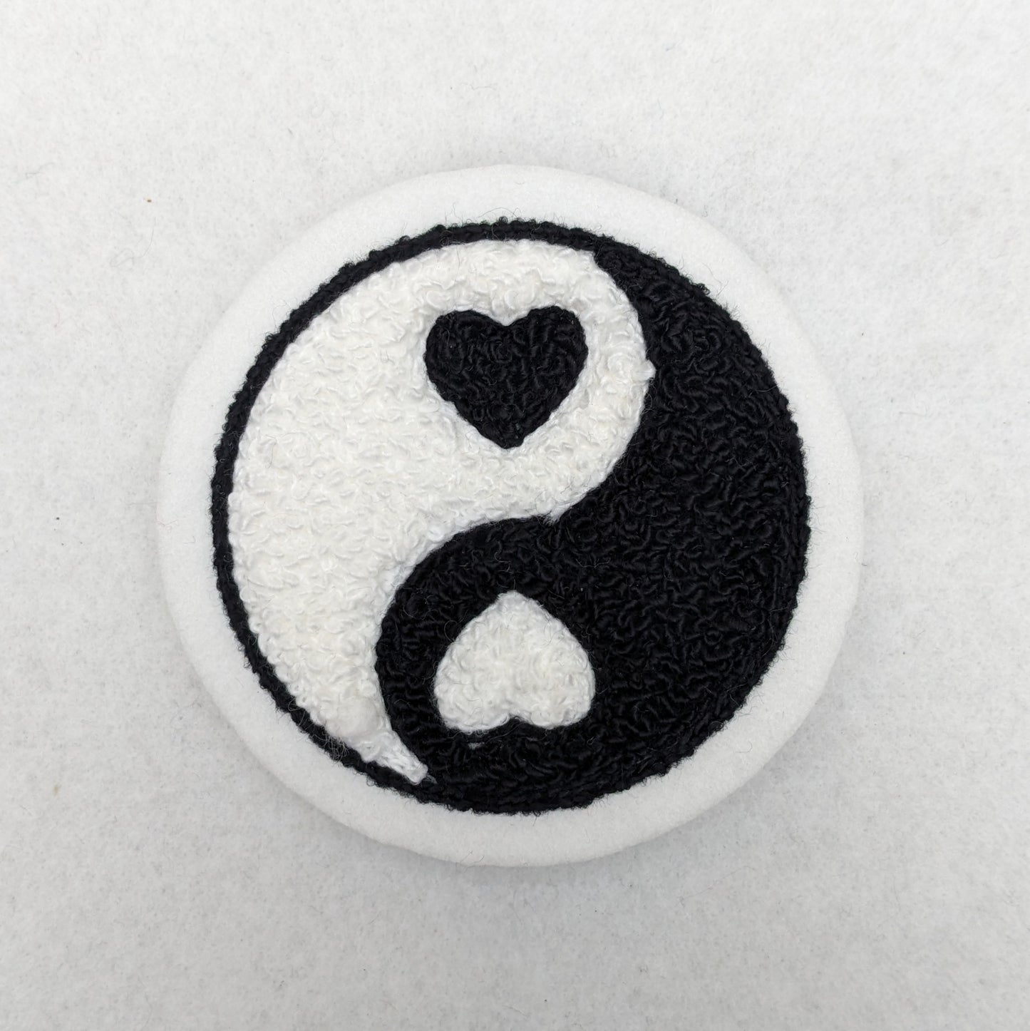 Chenille Yin Yang Heart Patch - Sew On