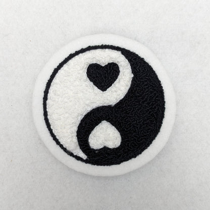 Chenille Yin Yang Heart Patch - Sew On