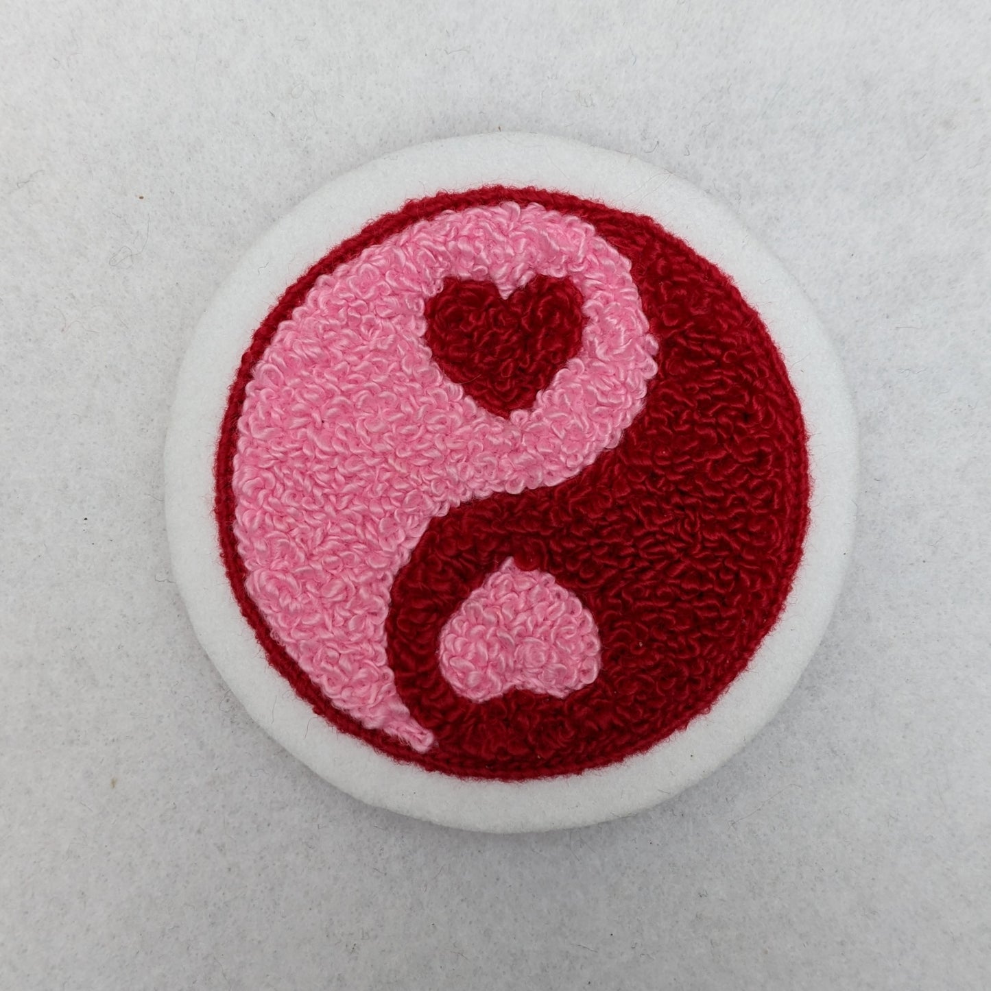 Chenille Yin Yang Heart Patch - Sew On