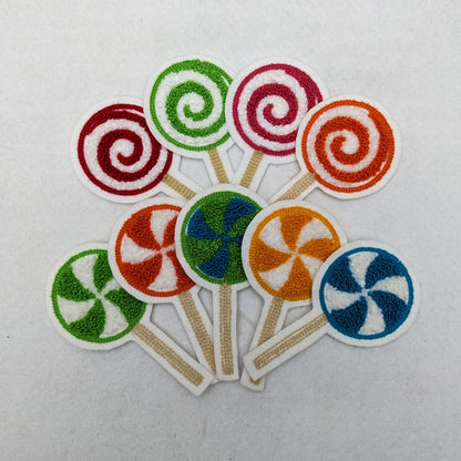 Sweet Treat Chenille Lollipop Letterman Style Patches!