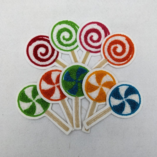 Sweet Treat Chenille Lollipop Letterman Style Patches!