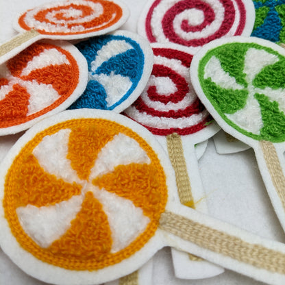 Sweet Treat Chenille Lollipop Letterman Style Patches!